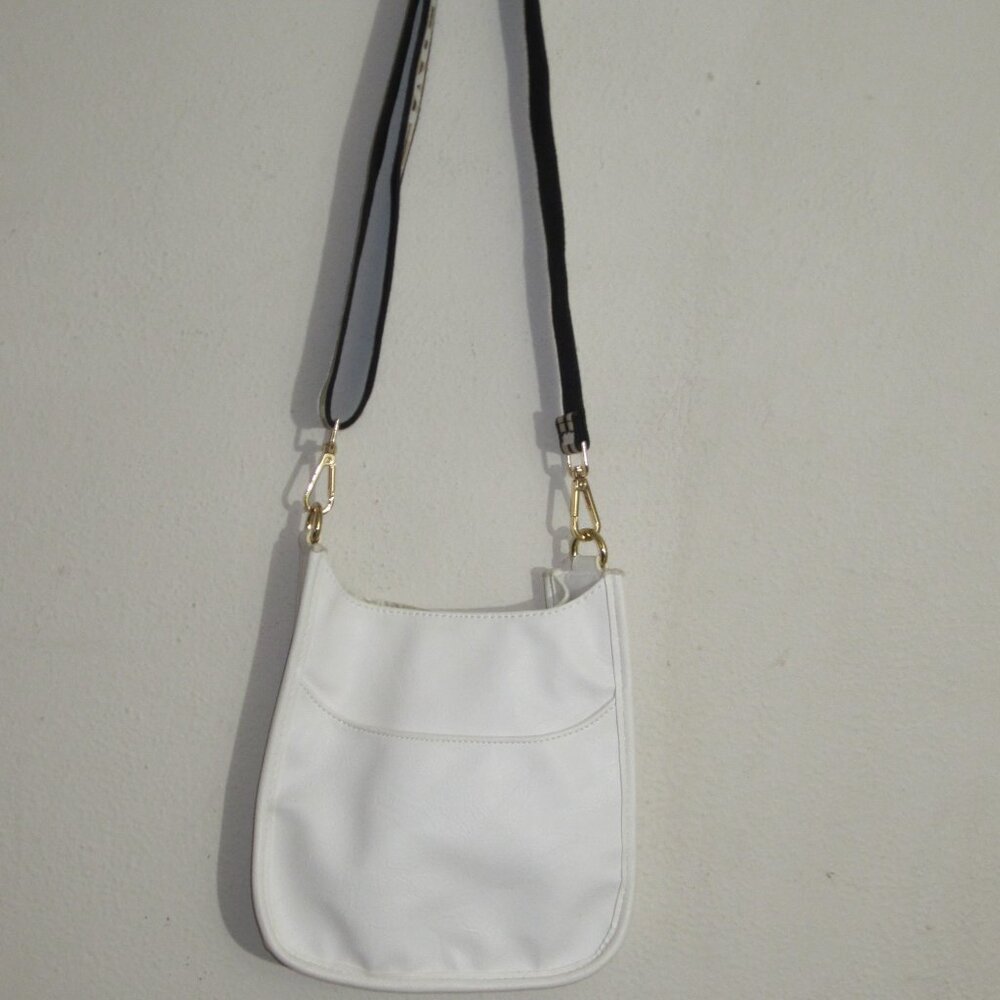 Ahdorned Crossbody Set with LOVE Strap Small Size in White Vegan Leather